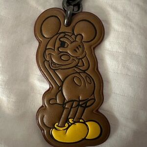 SHY MICKEY - Mickey Mouse Brown Leather Keychain with Yellow Shoes